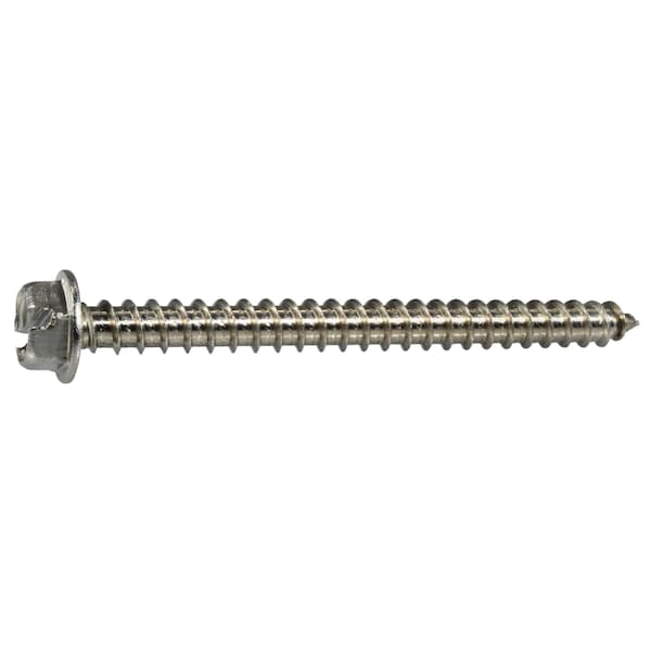 Midwest Fastener Sheet Metal Screw, #12 x 2-1/2 in, 18-8 Stainless Steel Flange Hex Head Slotted Drive, 50 PK 53686 - main